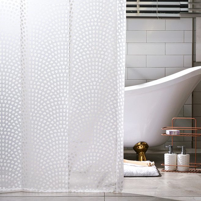 서피니아 프리미엄 에바 패브릭 터치 샤워커튼, 지오화이트, 1개