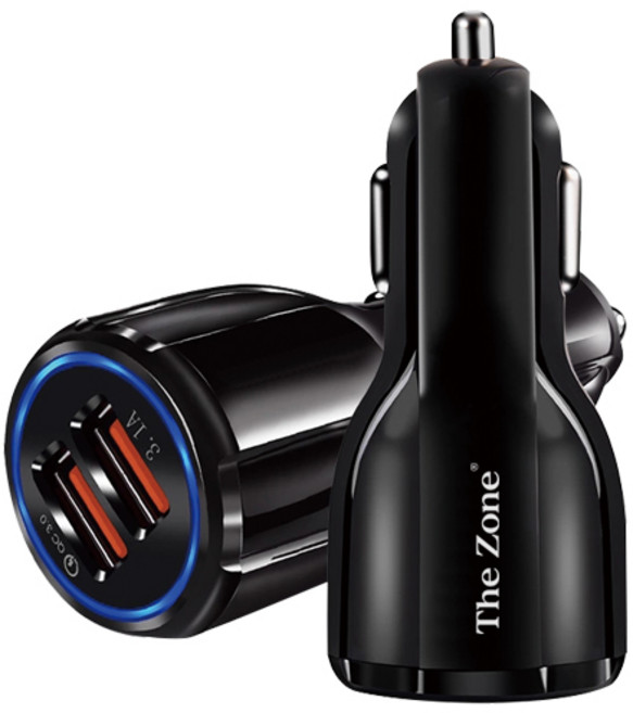 The Zone 車用快速充電器 2孔 2入, 隨機出貨, QCC-10B