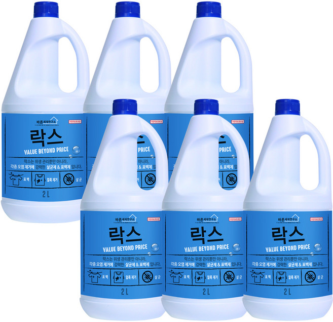 바른세제연구소 락스, 2L, 6개