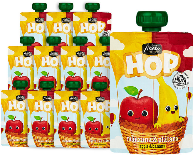 아넬라 HOP 생과일 짜먹는 외출용 유아 퓨레 간식, 100g, 12개, 바나나