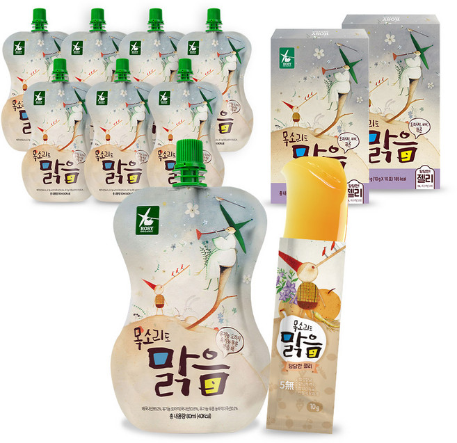 로지오가닉 유아 과일주스 목소리도맑음 배도라지 80ml x 8p + 젤리 10g x 20p, 혼합맛(도라지/푸른), 1세트