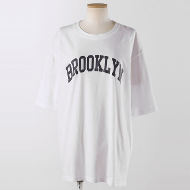 온더리버 여성용 브루클린레터링 오버핏 티셔츠