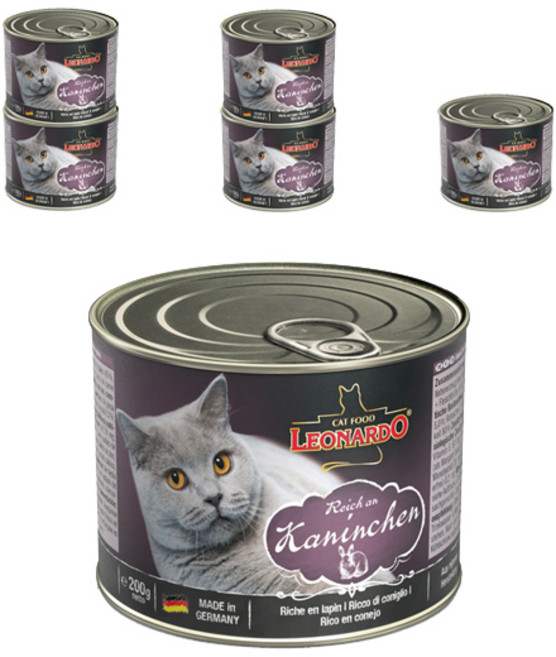 레오나르도 어덜트 고양이 습식사료, 토끼, 200g, 6개
