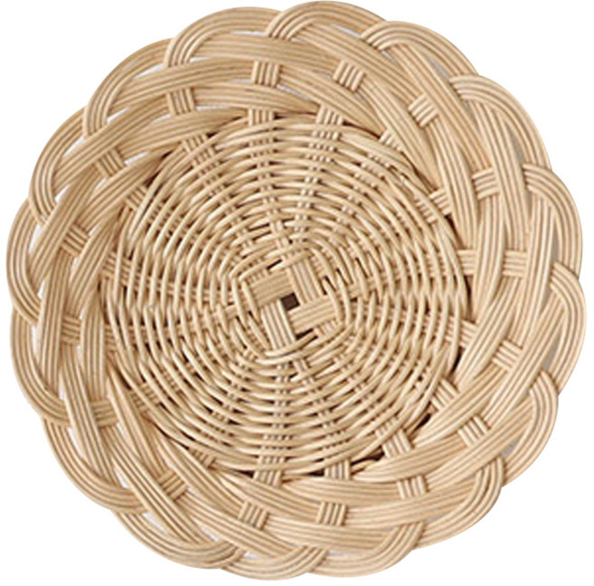 이소품 라탄 플레이트 높은 원형, 네츄럴, 1개