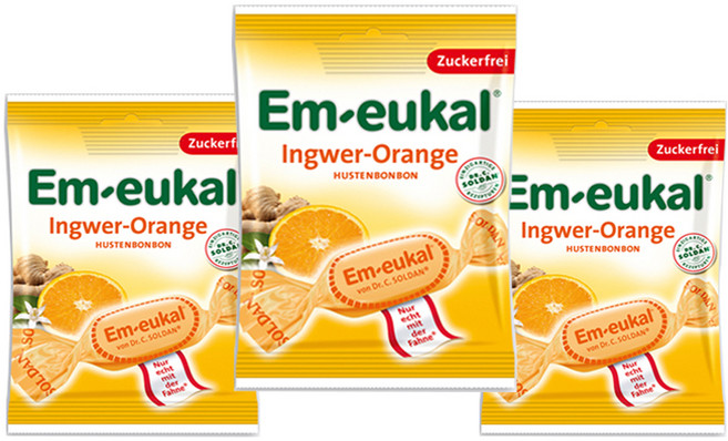 엠오이칼 진저 오렌지맛 캔디 무당, 75g, 3개