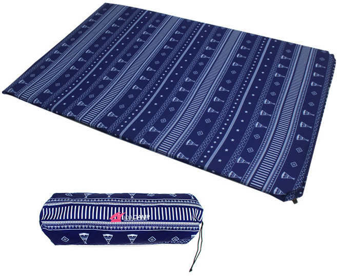 조아캠프 인디 프리미엄 자충매트 더블 5T 2구 + 수납밴드 + 수리패치 + 수납가방, 블루(CT024)