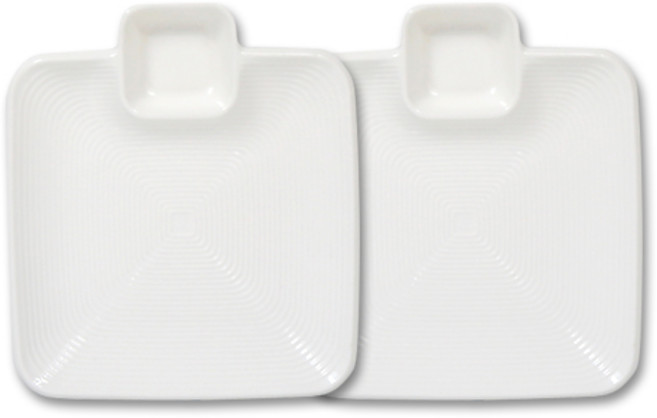 라임올리브 트윈 서빙 플레이트, 2개, 단품, 화이트