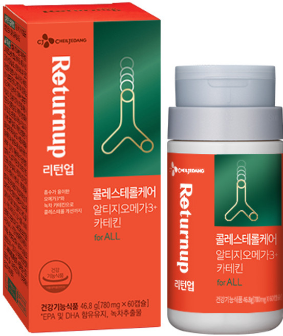 리턴업 콜레스테롤케어 알티지 오메가3 플러스 카테킨, 1개, 46.8g