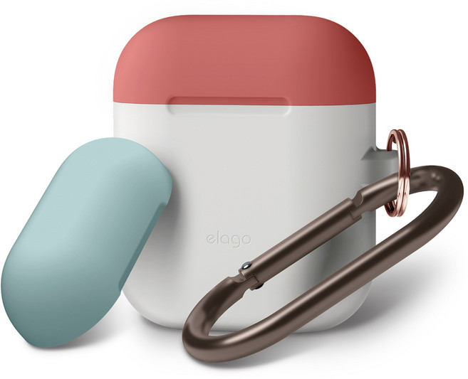 엘라고 에어팟 듀오 행 실리콘 케이스 유선충전모델, 야광블루(이탈리안로즈 + 코랄블루), 1개
