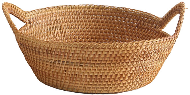 이소품 라탄 핸들 플레이트 대, 네츄럴, 1개