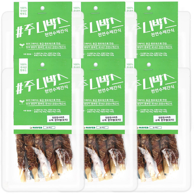 주니박스 강아지 수제 천연 덴탈껌 50g, 한우우피(오리), 6개