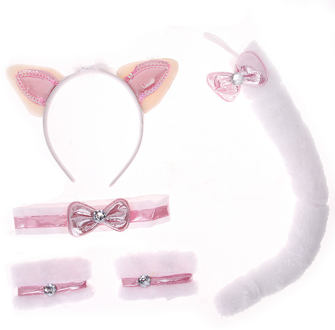 리빙다 동물머리띠 4종세트, 흰색고양이, 1세트