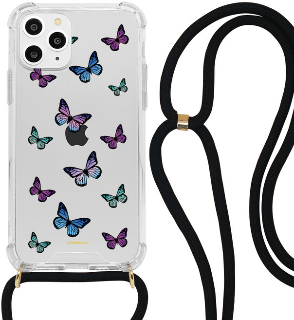 웨이브스튜디오 나비패턴 클리어 범퍼 스트랩 휴대폰 케이스