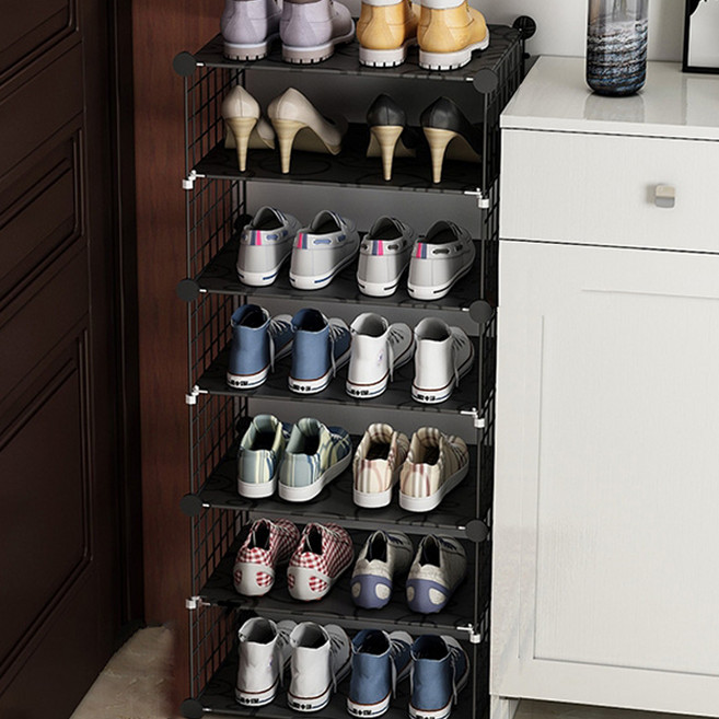 가팡 조립식 좁은현관 신발장 블랙 7단 O, 1개