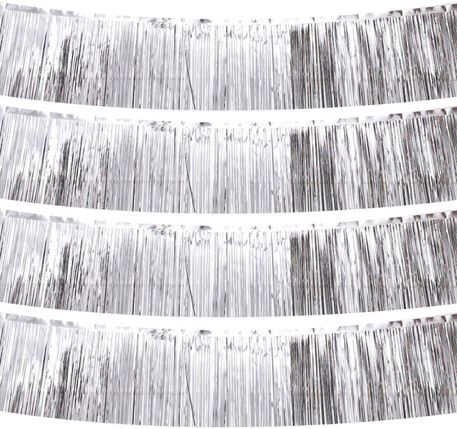 JOYPARTY 銀箔流蘇拉旗 4入, 4個, 銀色