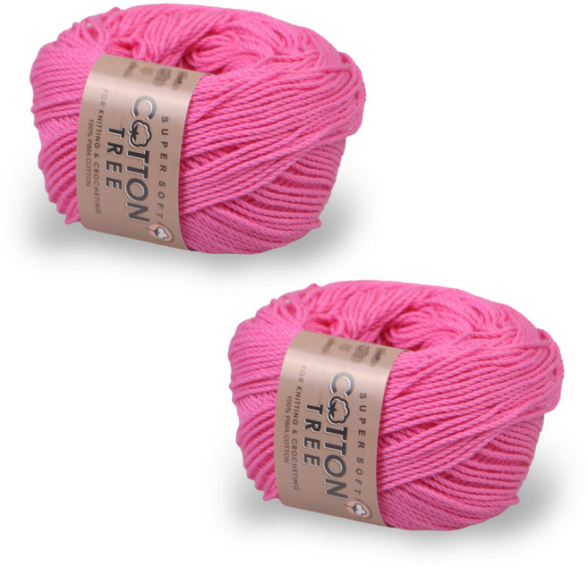 코튼트리 피마 코튼 100% 24수 뜨개실, 18 핑크, 2개