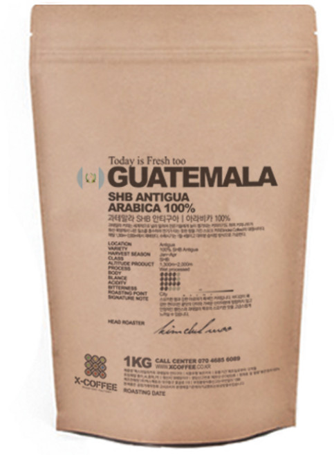 엑스데일리커피 과테말라SHB 원두커피, 홀빈(분쇄안함), 1kg, 1개