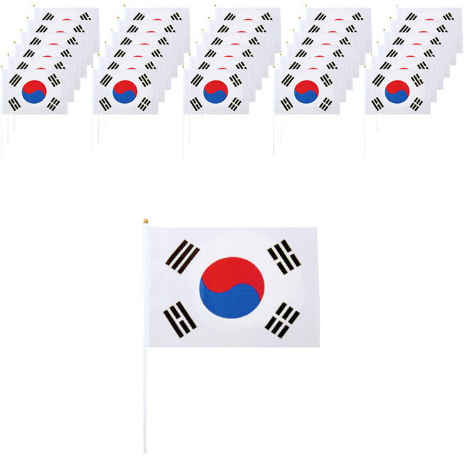 리빙다 미니 수기 태극기, 혼합색상, 60개