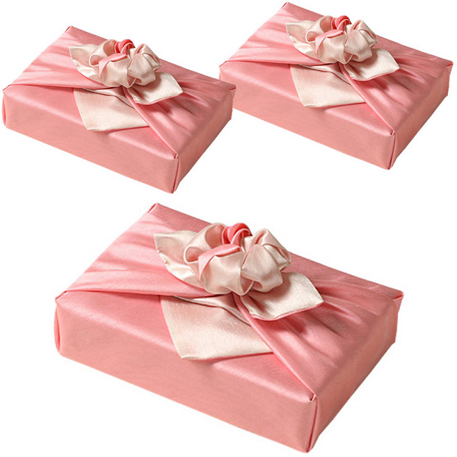 통샵 실크 겹 보자기 70 x 70 cm, 로즈핑크 + 아이보리(111), 3개