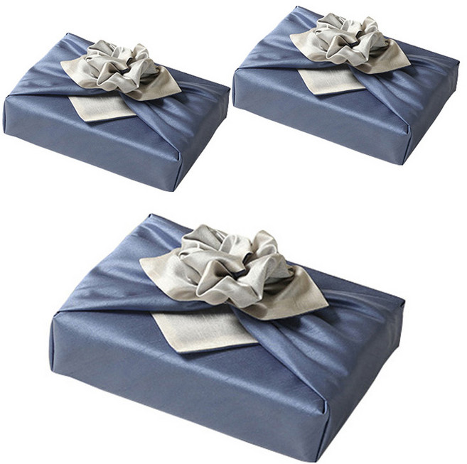 통샵 실크 겹 보자기 110 x 110 cm, 스카이블루 + 아이보리(109), 3개