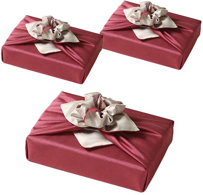 통샵 실크 겹 보자기 70 x 70 cm, 플럼로즈 + 아이보리(110), 3개