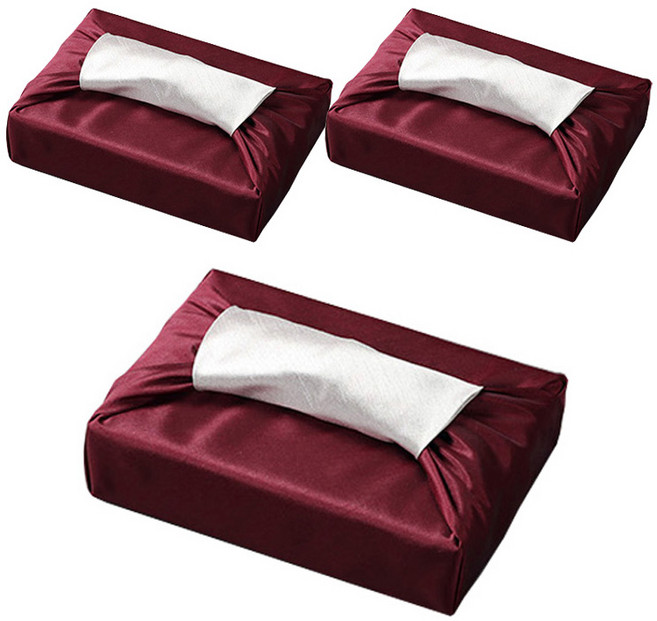 통샵 실크 겹 보자기 90 x 90 cm, 버건디 + 아이보리(104), 3개