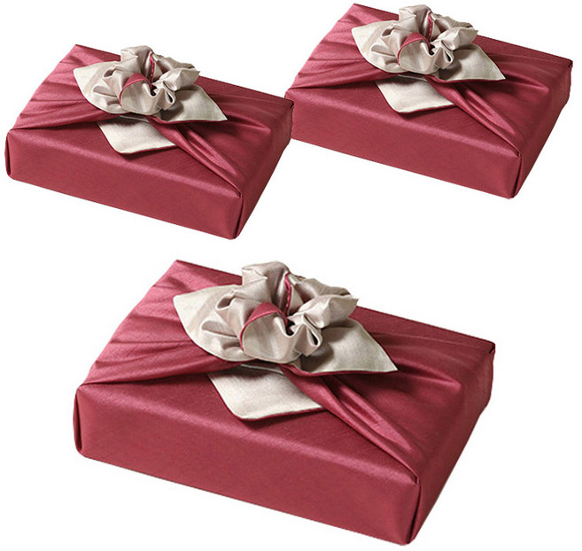 통샵 실크 겹 보자기 110 x 110 cm, 플럼로즈 + 아이보리(110), 3개