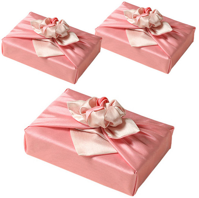 통샵 실크 겹 보자기 110 x 110 cm, 로즈핑크 + 아이보리(111), 3개