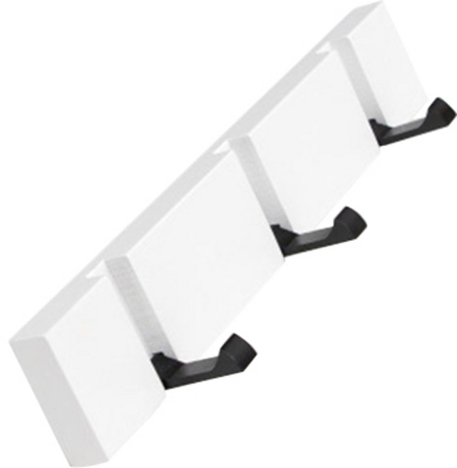원목 접이식 벽걸이 후크 3훅 30cm, 화이트, 1개