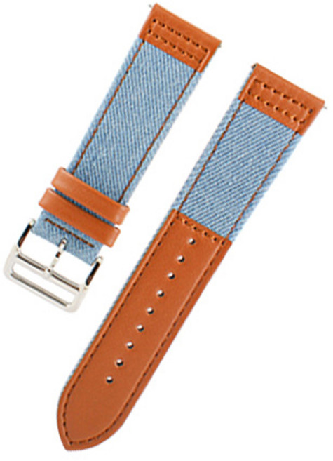 비쉐르 갤럭시 프론티어/기어S3/워치3/워치4클래식 22mm 레트로라인 레더 밴드 스트랩 (45/46mm 호환 가능), 연청, 1세트