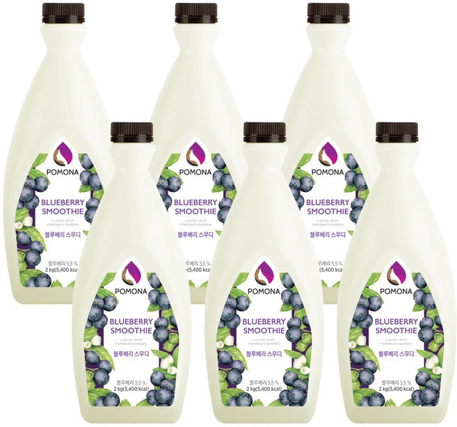 포모나 블루베리 스무디 베이스, 2kg, 6개