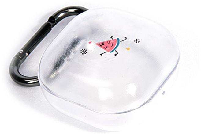 GOOSPERY Mercury 舞動水果設計 Galaxy Buds2 pro/Buds2/Buds Live/Buds Pro 鑰匙圈透明果凍保護殼 + 2個凝膠貼片, 單一商品, 西瓜, 1個