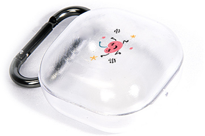 GOOSPERY Mercury 舞動水果設計 Galaxy Buds2 pro/Buds2/Buds Live/Buds Pro 鑰匙圈透明果凍保護殼 + 2個凝膠貼片, 單一商品, 櫻桃, 1個