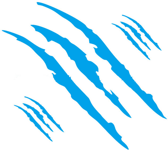 윰스 차량 데칼 스티커 정면 스크래치 + 사이드 스크래치 2p 세트, 블루, 1세트