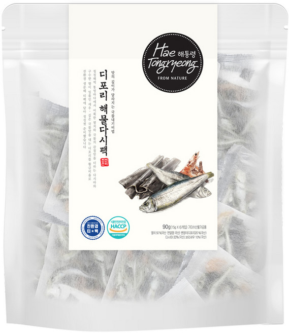 해통령 국물 내기 비법 디포리 해물다시팩, 90g, 1개