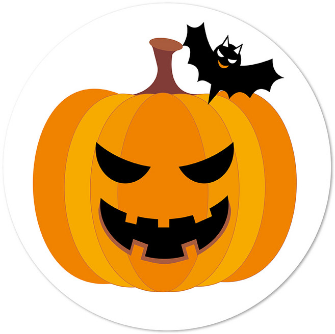 연두앵두 할로윈 잭오랜턴 원형 포장스티커 지름 55mm, A, 60개