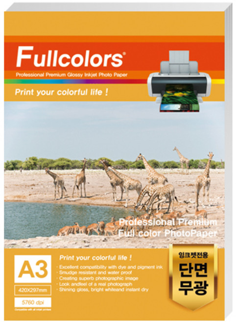풀컬러즈 잉크젯전용 인화지 무광 130g, A3, 100개