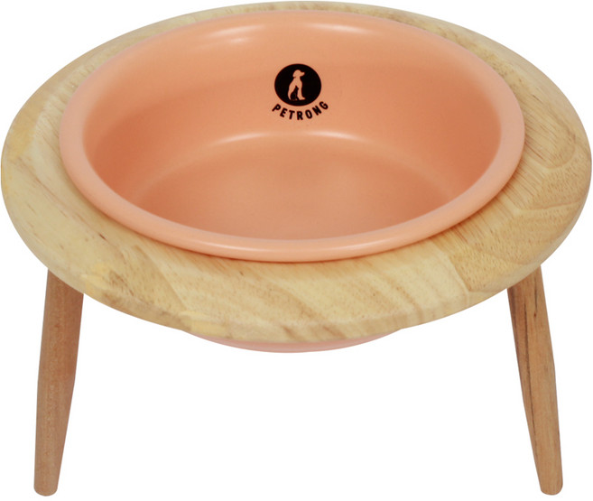 펫트롱 파스텔 높이조절 원목식기 PTR413 소형, 핑크, 1개