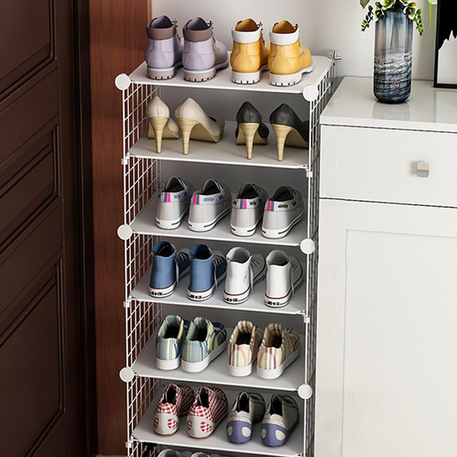 가팡 조립식 좁은현관 신발장 화이트 7단 G, 1개