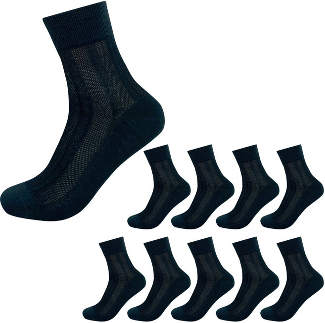 GUNYANGSSICK 男士條紋網眼中筒襪 10雙