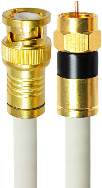 마하링크 프리미엄 BNC TO RF 5C 동축 케이블 골드 화이트 2m, CP-1300, 1개