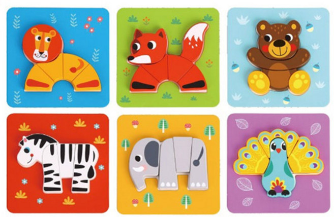 투키토이 미니퍼즐 동물 6종 세트 636, 혼합색상, 1개