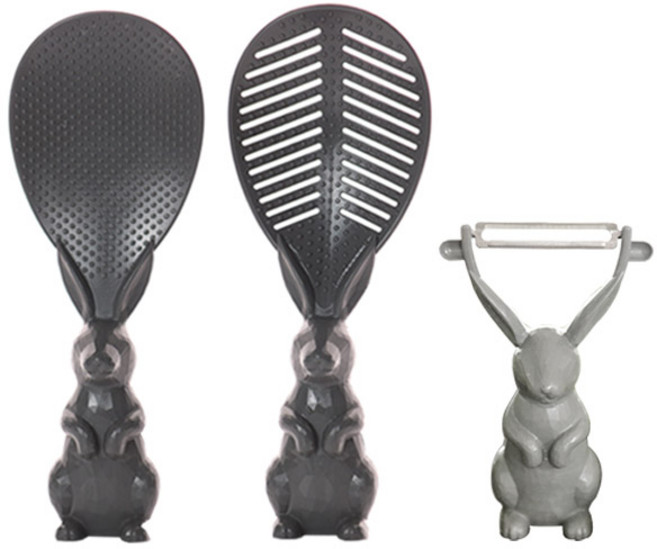 비스비바 루멘 토끼주걱 + 채반 + 감자칼 세트, 그레이, 1세트