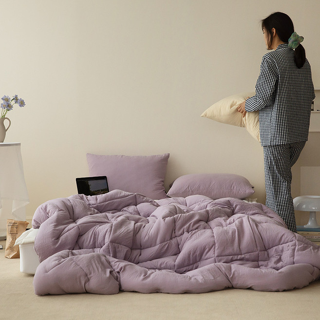 마틸라 슈크림 세미워셔 차렵이불 + 베개커버 세트