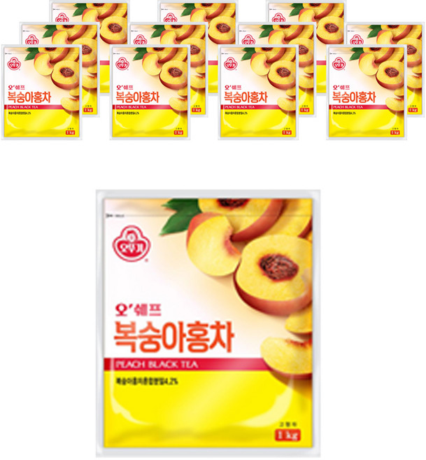 오뚜기 오쉐프 복숭아홍차, 1kg, 1개입, 12개, 1kg