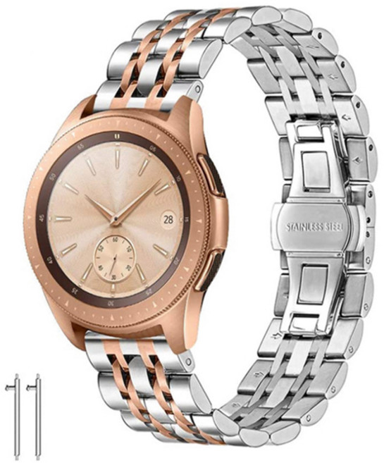 아이엠판다 갤럭시 액티브 1/2/워치3/워치4/워치4클래식 20mm 프리미엄 메탈 스트랩 (40/41/42mm 호환 가능), 로즈골드, 1개