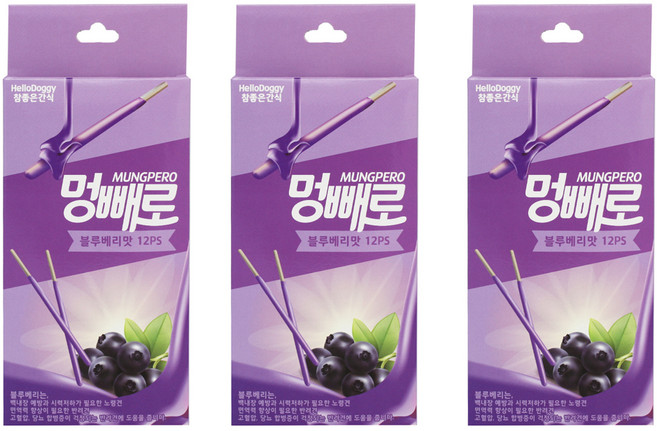 참좋은간식 멍빼로 강아지간식 12p, 블루베리, 96g, 3개