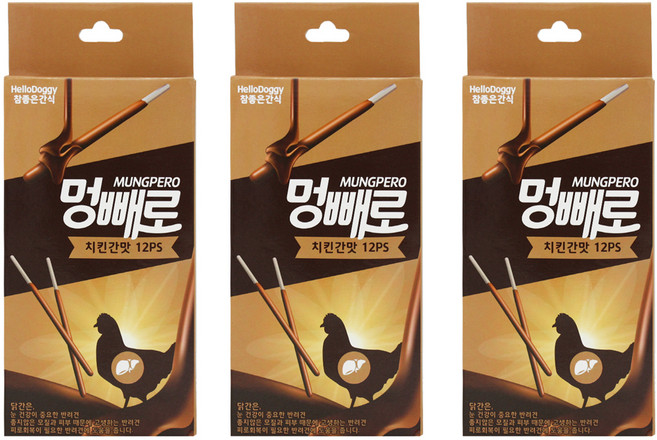 참좋은간식 멍빼로 강아지간식 12p, 치킨간, 96g, 3개