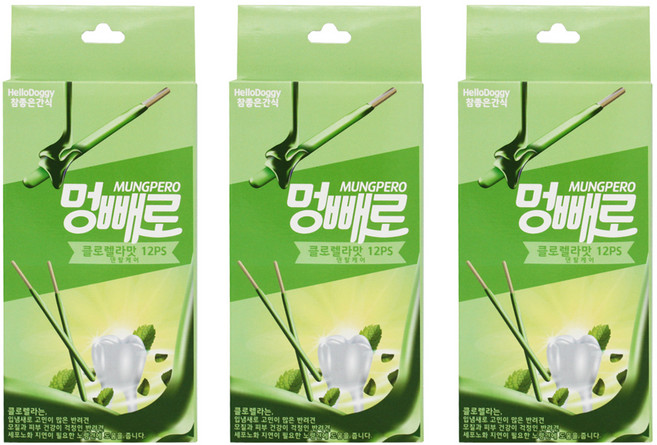 참좋은간식 멍빼로 강아지간식 12p, 클로렐라, 96g, 3개