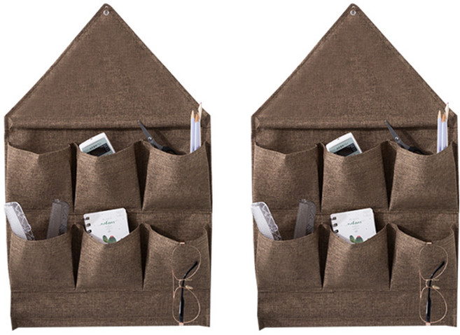 GUNU 이지 벽걸이 수납 포켓 6칸 2p, 브라운